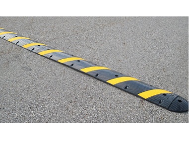 6' Rubber Speed Bump Black with Yellow Stripes